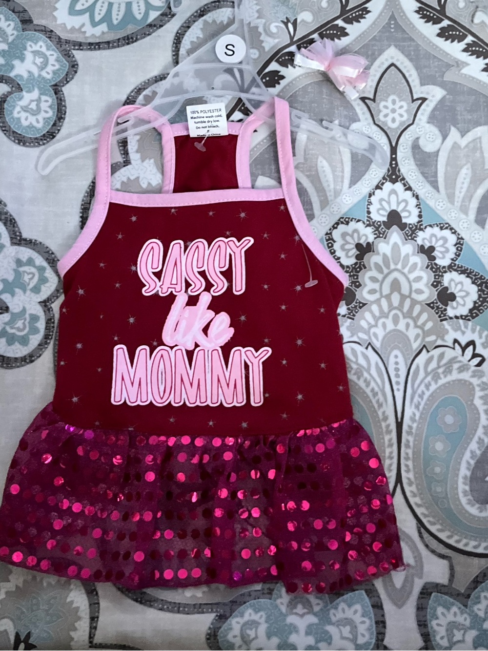 Sassy Like Mommy Pink & Maroon Sequin Dress
